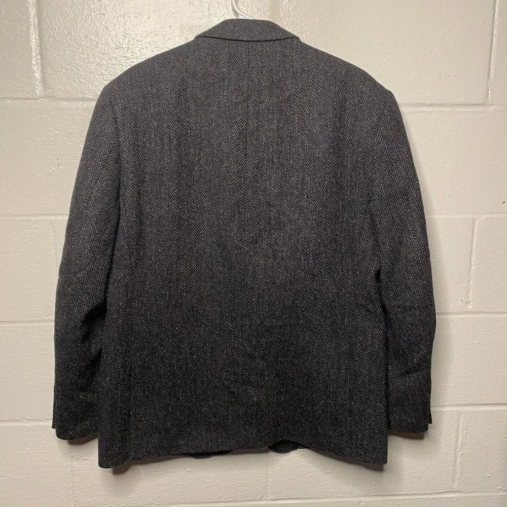 JEAN PAUL GERMAIN Mens Black Gray Wool Tweed Sport Coat Blazer JACKET Size 44 R
